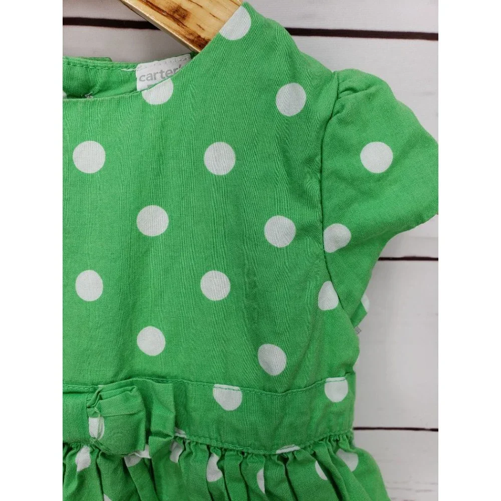 Carters 18 month Green white‎ Polka dot 2 piece toddler Dress